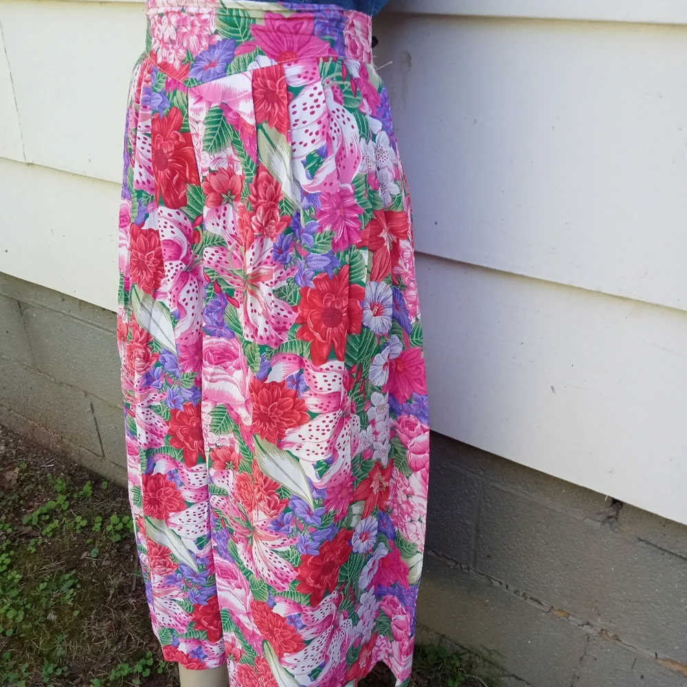 Vintage Plus Size Floral Print Skirt - Picture 6 of 7